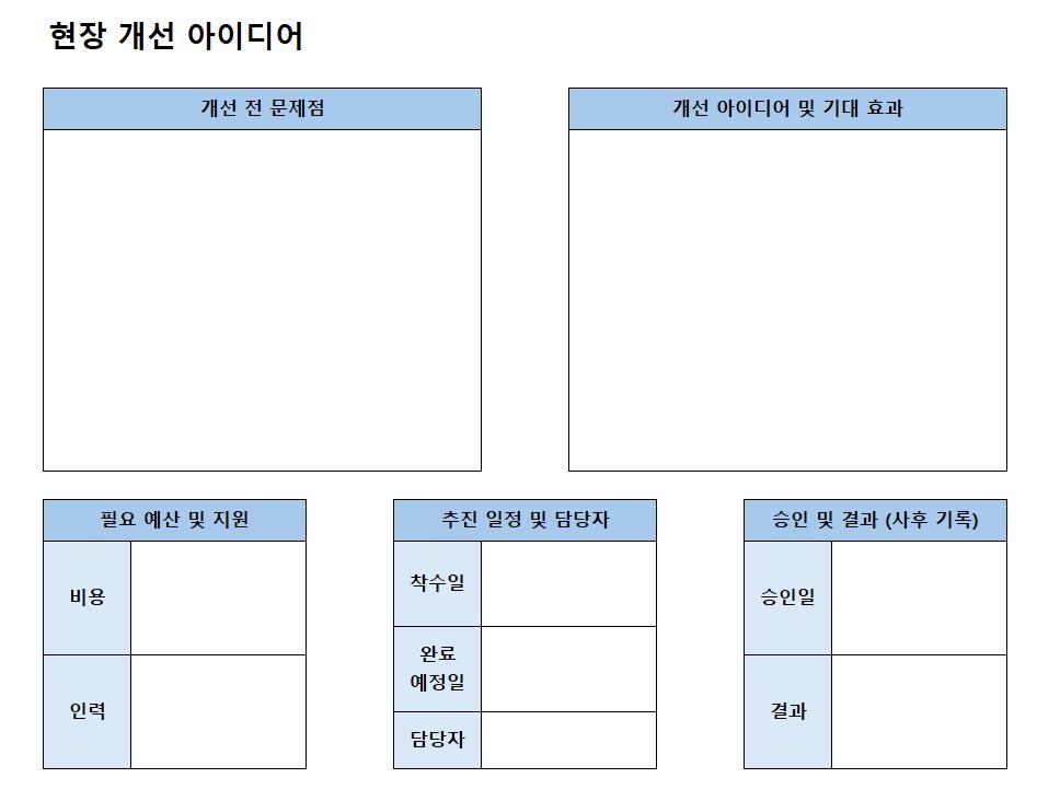 현장 개선 아이디어 양식
