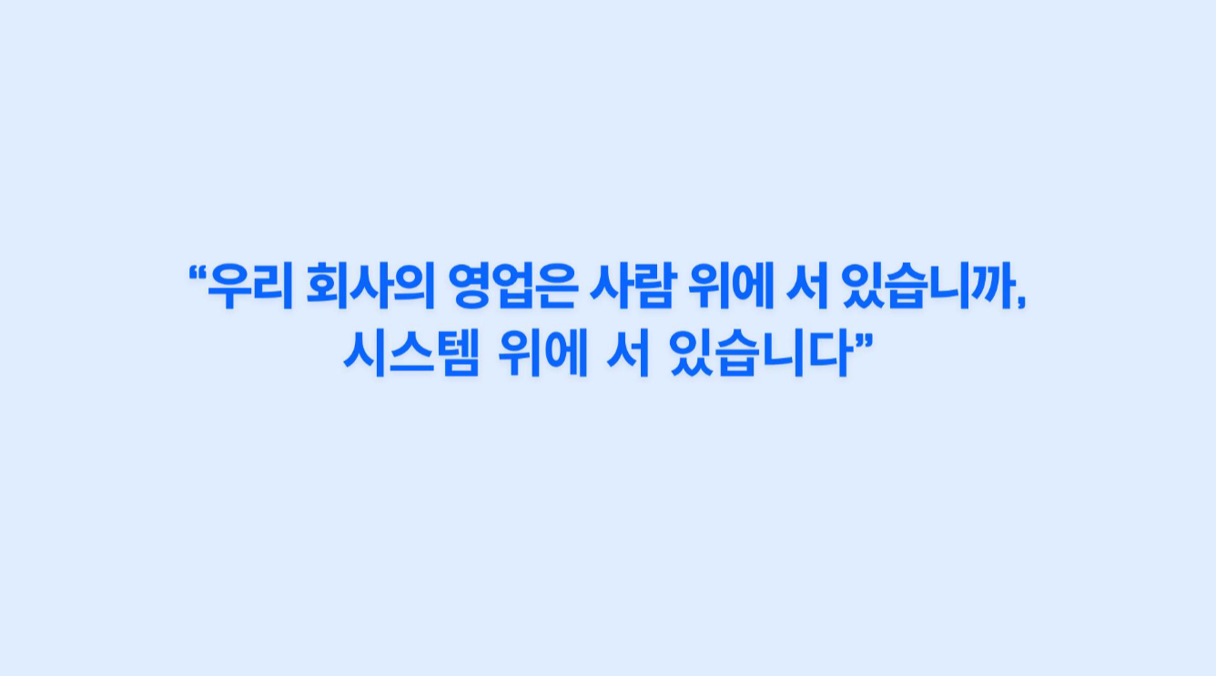 영업 시스템 구축의 중요성을 다시 한번 상기시키는 질문 형태의 메시지 이미지
